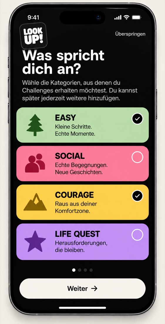 Auswahl der Challenge-Kategorien
